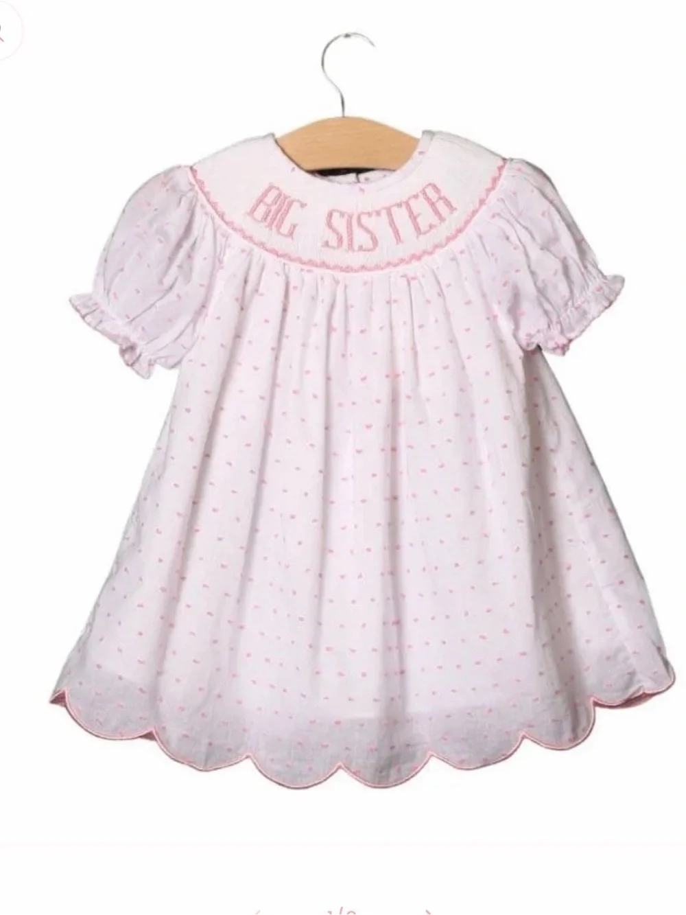 Big Sister Pink Smocked Short-Sleeve Dress Size 12 Months